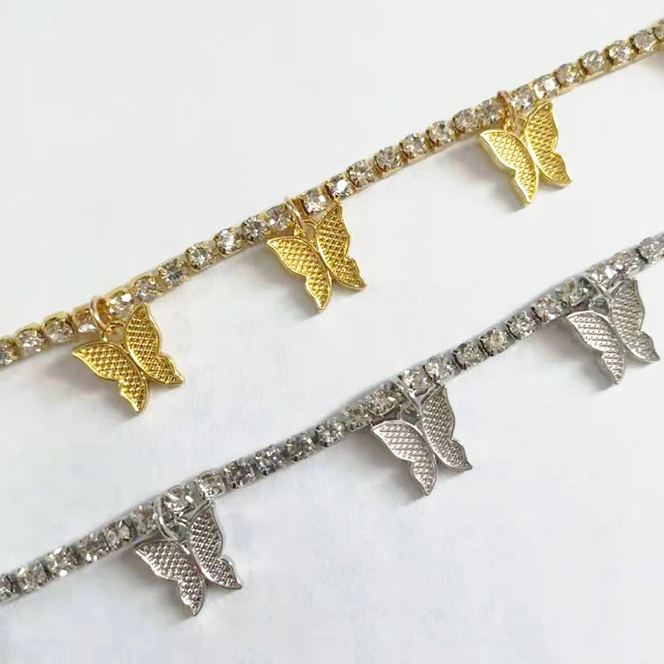 Wholesale Cuban Link Anklet Chain Anklet Butterfly Pendant Anklet for Women