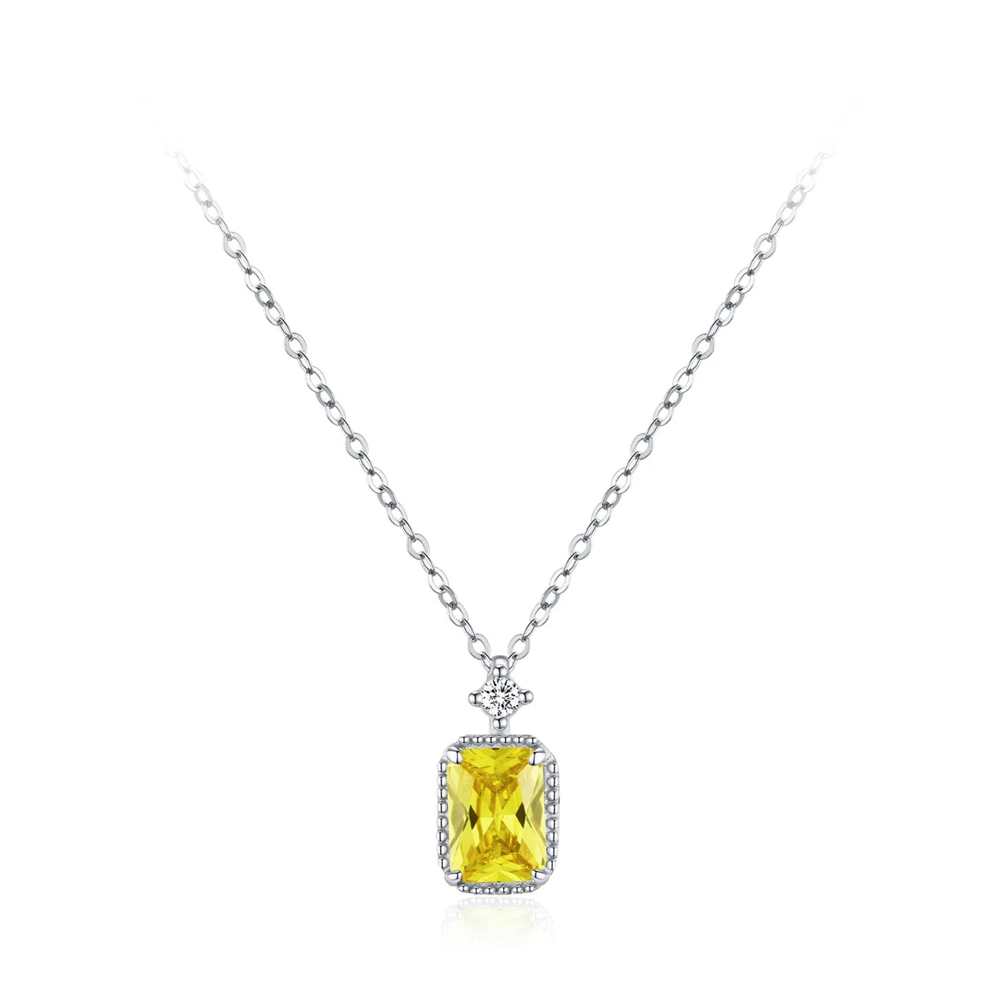925 Sterling Silver Luxury Olive Yellow Diamond Pendant Necklace Earrings Elegant Fashion Jewelry Set Gift Set