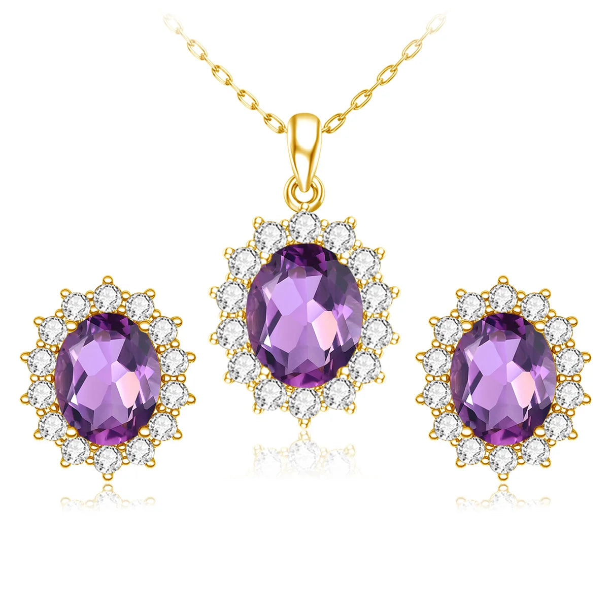 ArtistA Custom Jewelry Any Ruby Gemstone Women 925 Sterling Silver 24k Gold Plated Rings and Earrings Jewelry Sets