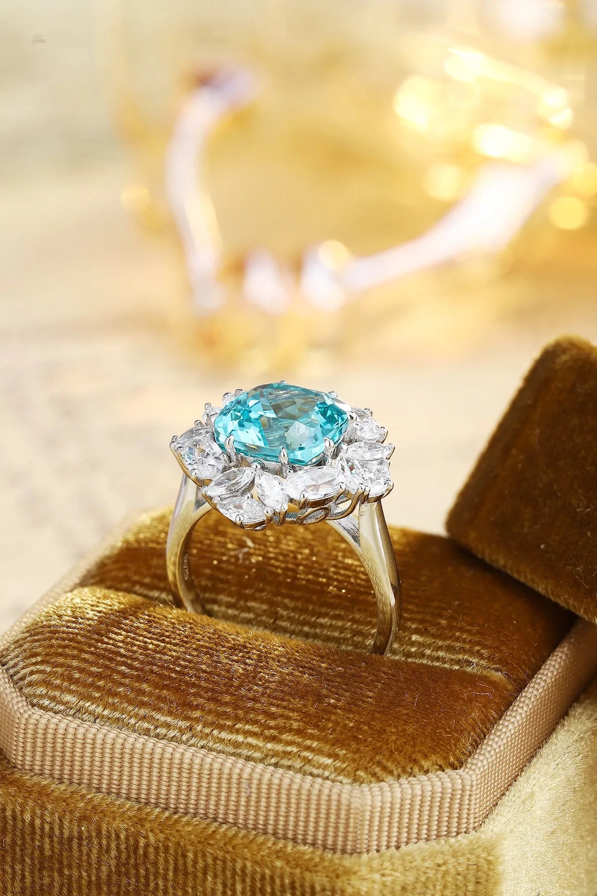 Gemfiori Jewelry Trendy High Quality S925 Silver Cultivated Paraiba Ring Unisex Engagement Ring for Wedding Party or Gift