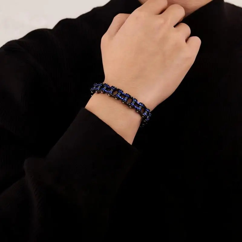 Fashion Simple Hip-Hop Style Men's Classic Men's Stainless Steel Heavy Motorcycle Bicycle Chain Link Bracelet Wholesale