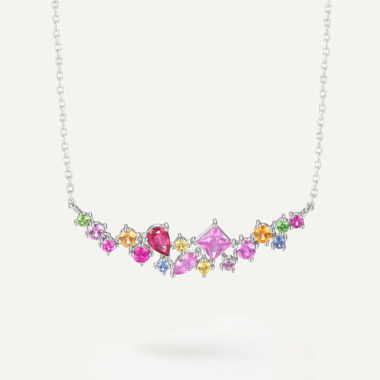 Gemfiori Women Genuine 18Kt Gold Natural Multi Sapphire Heart Shape Sapphire Pendant