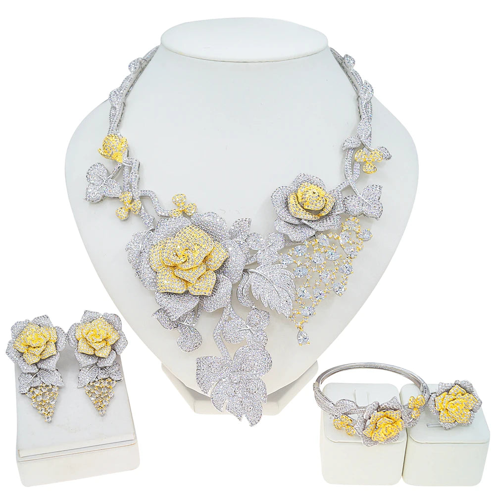 Zhuerrui New Design Sense Jewelry Set American High-end Diamond Series Ladies Classic Inheritance Wedding Four Sets HZ23033211