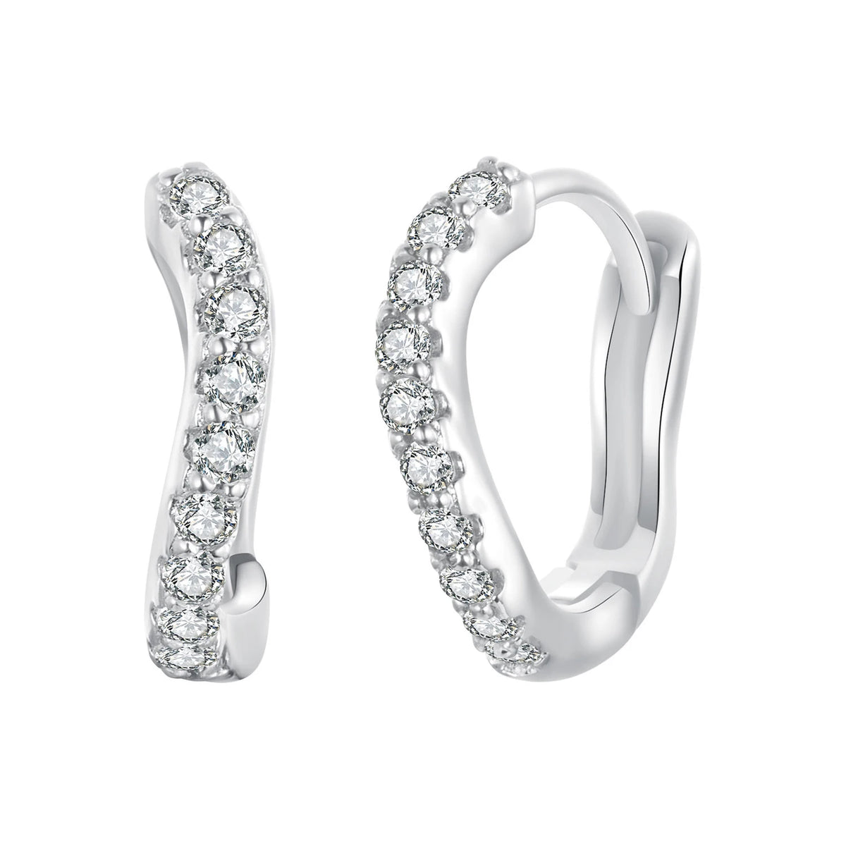S&S 925 Silver Zircon Charm Earrings – Heart, Star, Butterfly & More – Platinum Plated – Collection