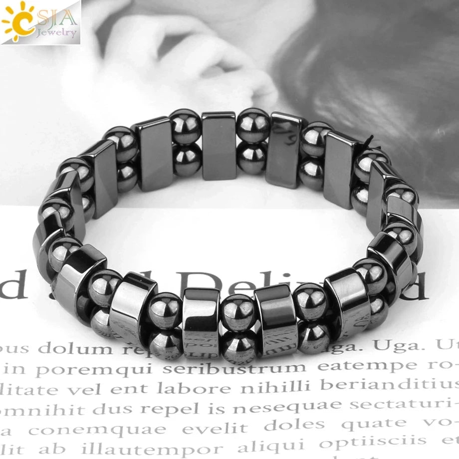 CSJA Hot Selling Magnetic Hematite Bead Bracelets Natural Stone Healing Energy Healthy Bracelet for Men