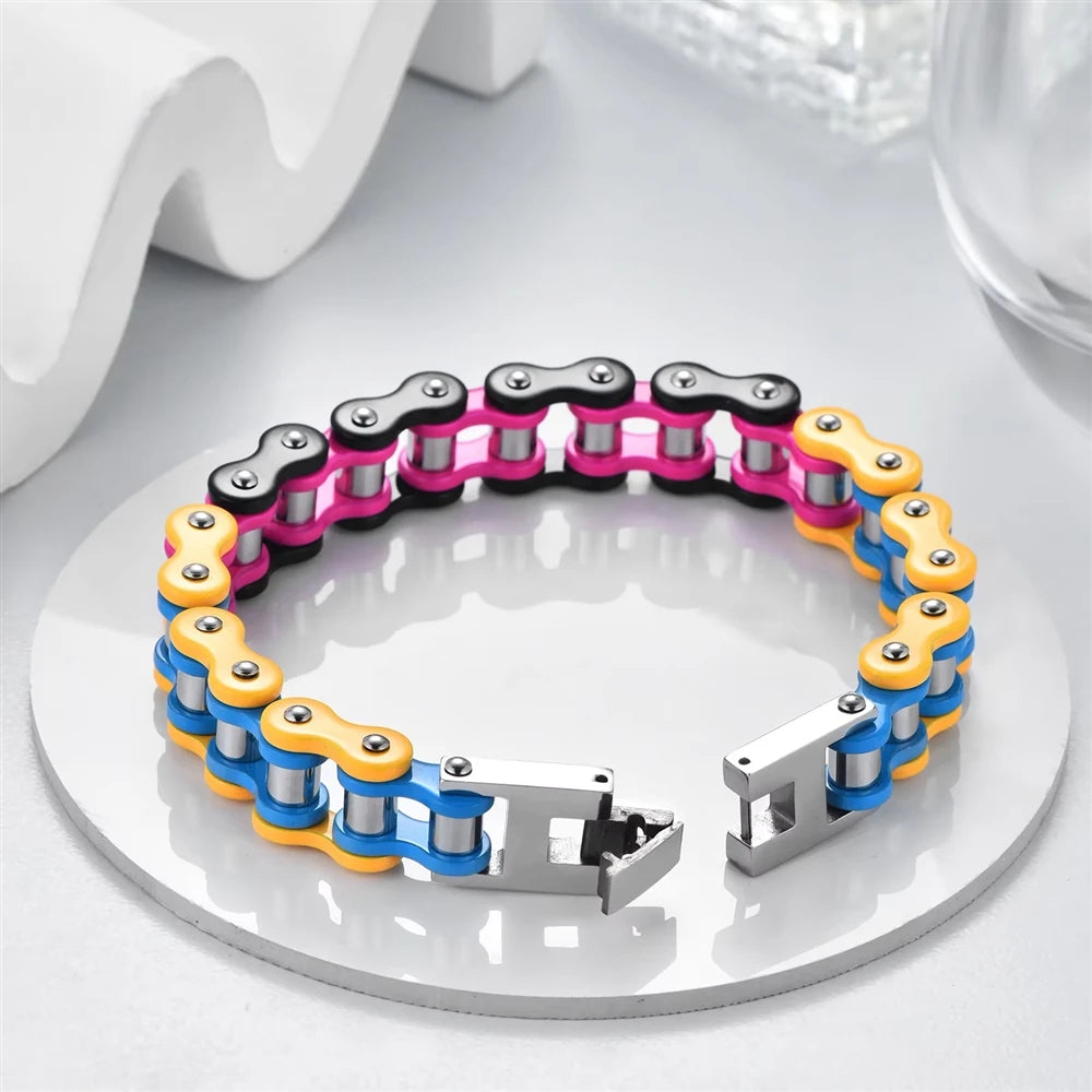 REBEL 316l Stainless Steel Pvd Waterproof Anti Non Tarnish for Men Punk Fashion Jewelry Bike Motorcycle Gift Chain Bracelet