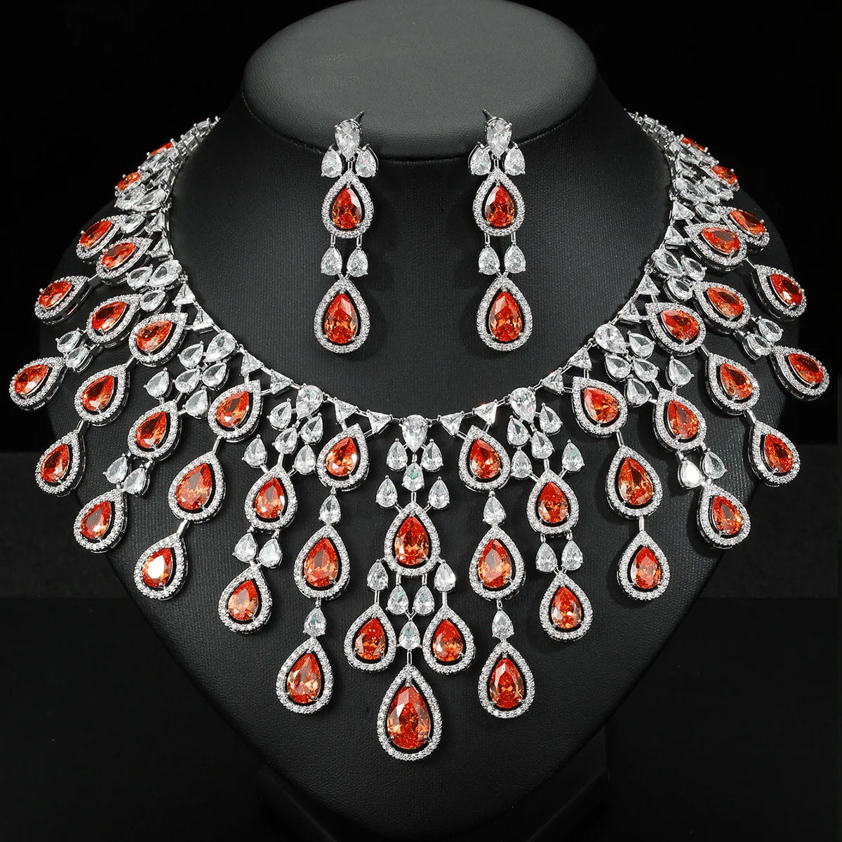African Wedding Necklace Earring Sets Wholesale Jewellery New Women's Fashion Luxury Wedding Jewelry Set