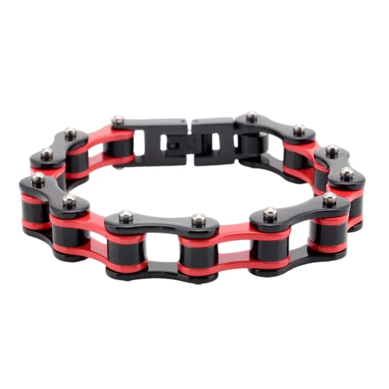 REBEL Stainless Steel Punk Style Geometric Chain Link Bracelet Rock Roll Motorcycle Bicycle Styles Matte Finis