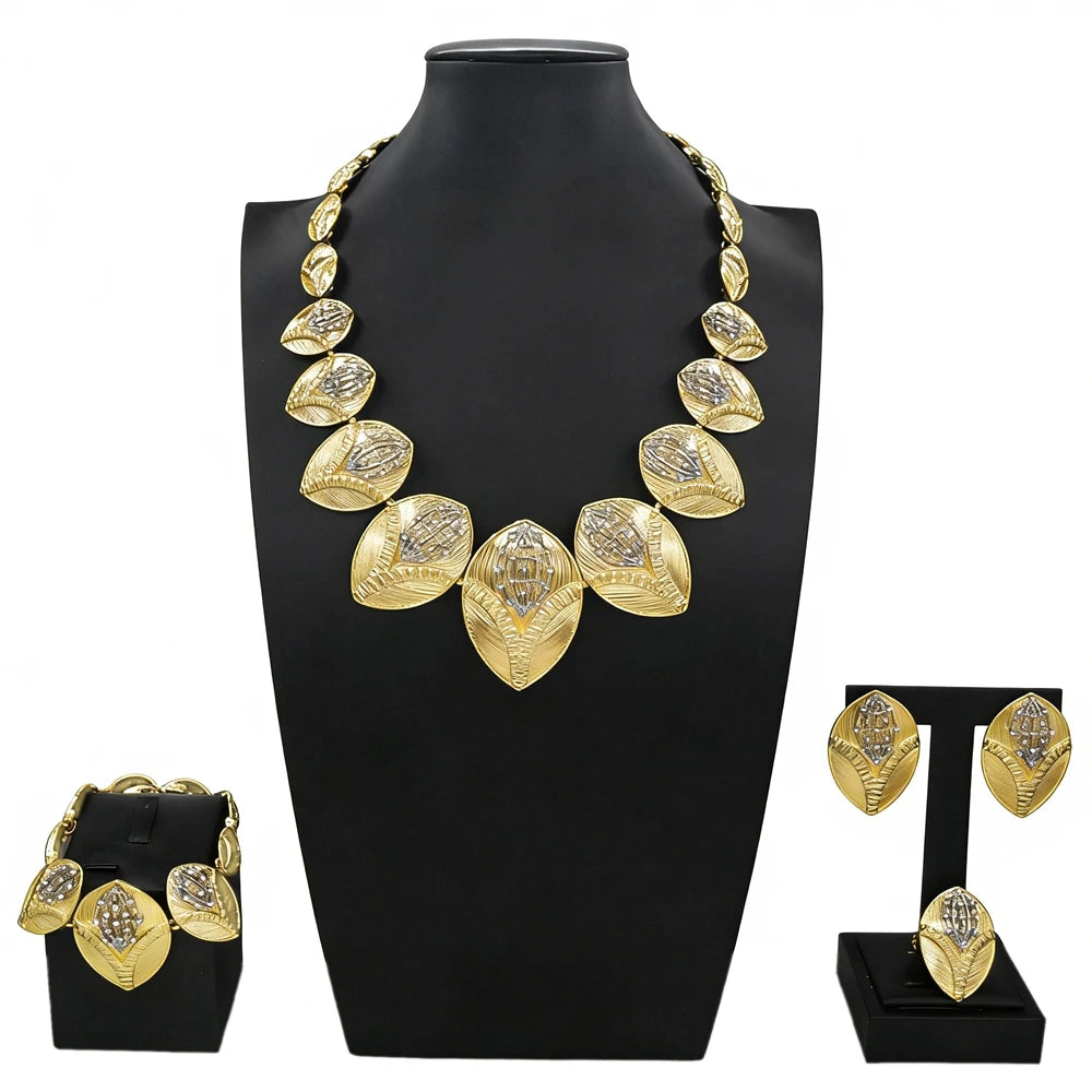 Italian Jewelry Set Alloy Brazilian Jewelry Sets Wedding Party Pendant Spiral Necklace Bracelet Ring Earrings Jewelry Set I0113