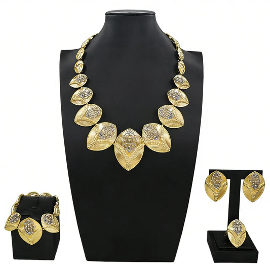 Italian Jewelry Set Alloy Brazilian Jewelry Sets Wedding Party Pendant Spiral Necklace Bracelet Ring Earrings Jewelry Set I0113
