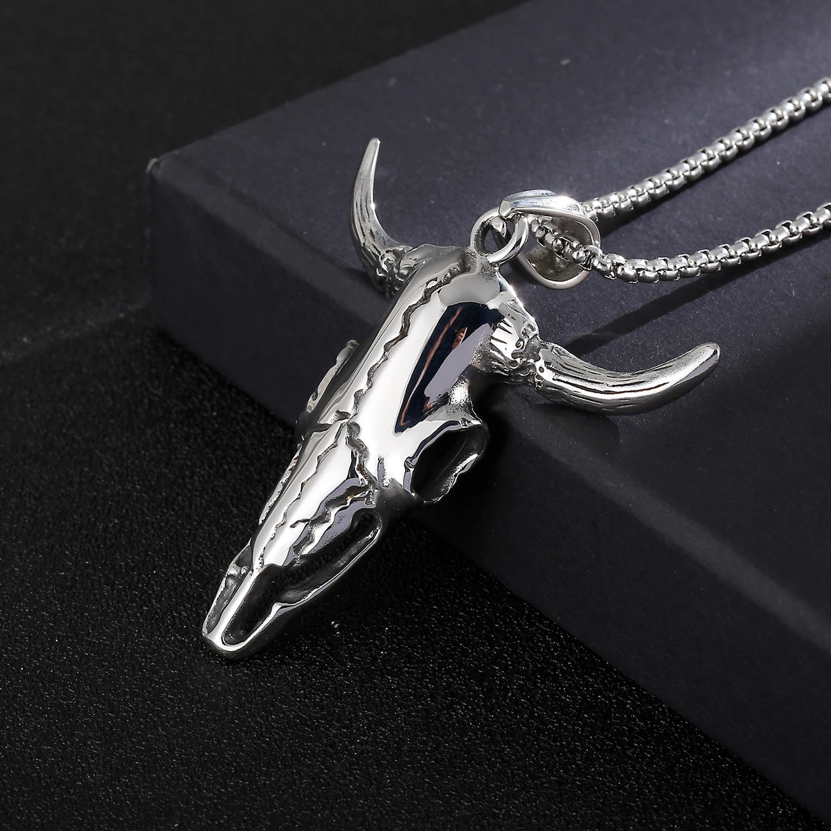 KALEN Punk Personality Cow Head Stainless Steel Charm Male Pendant