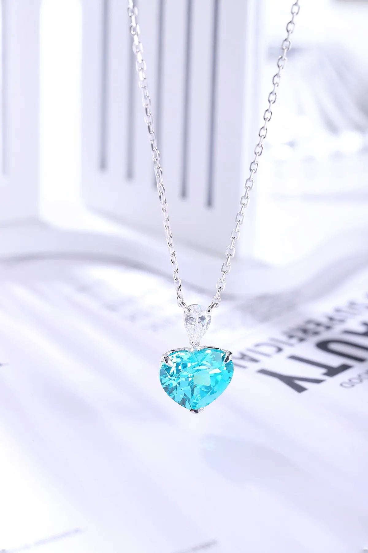 Gemfiori Anster 925 Sterling Silver High-quality Cultivated Paraiba Necklace - Suitable for Parties or As a Gift