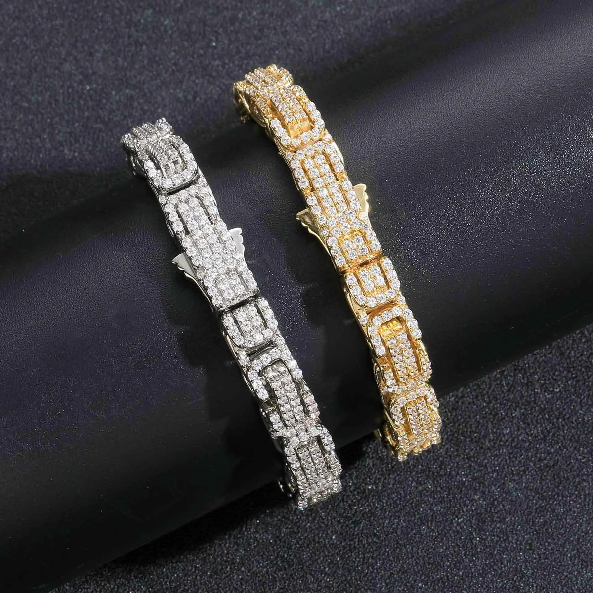 S&S European Hip Hop Byzantine Bracelet Inlaid Zircon Chain Three-Dimensional Men's Personality Trend