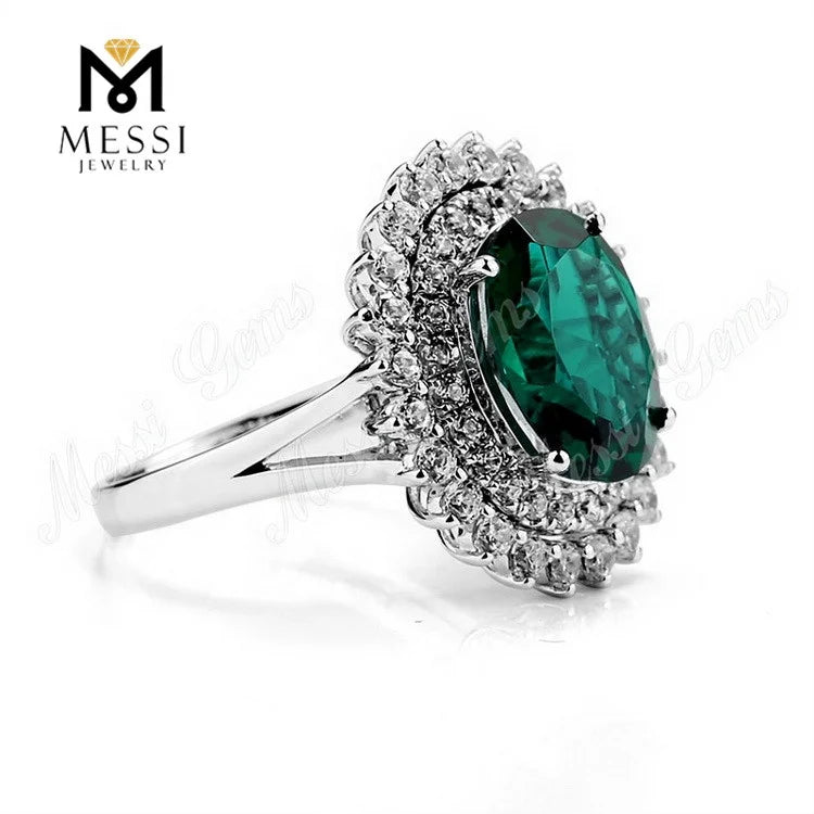 Gemfiori Messi Jewelry Emerald Ring Jewelry Sun Flower Shape Woman Ring With Moissanite in 14k 18k Gold Jewelry