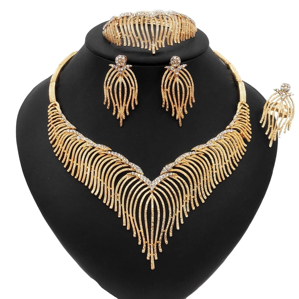 Zhuerrui Paperclip Brazil Gold Design Jewelry Set Fashion French Exquisite High-end Jewelry Sets Valentine's Day Gift HA21050114