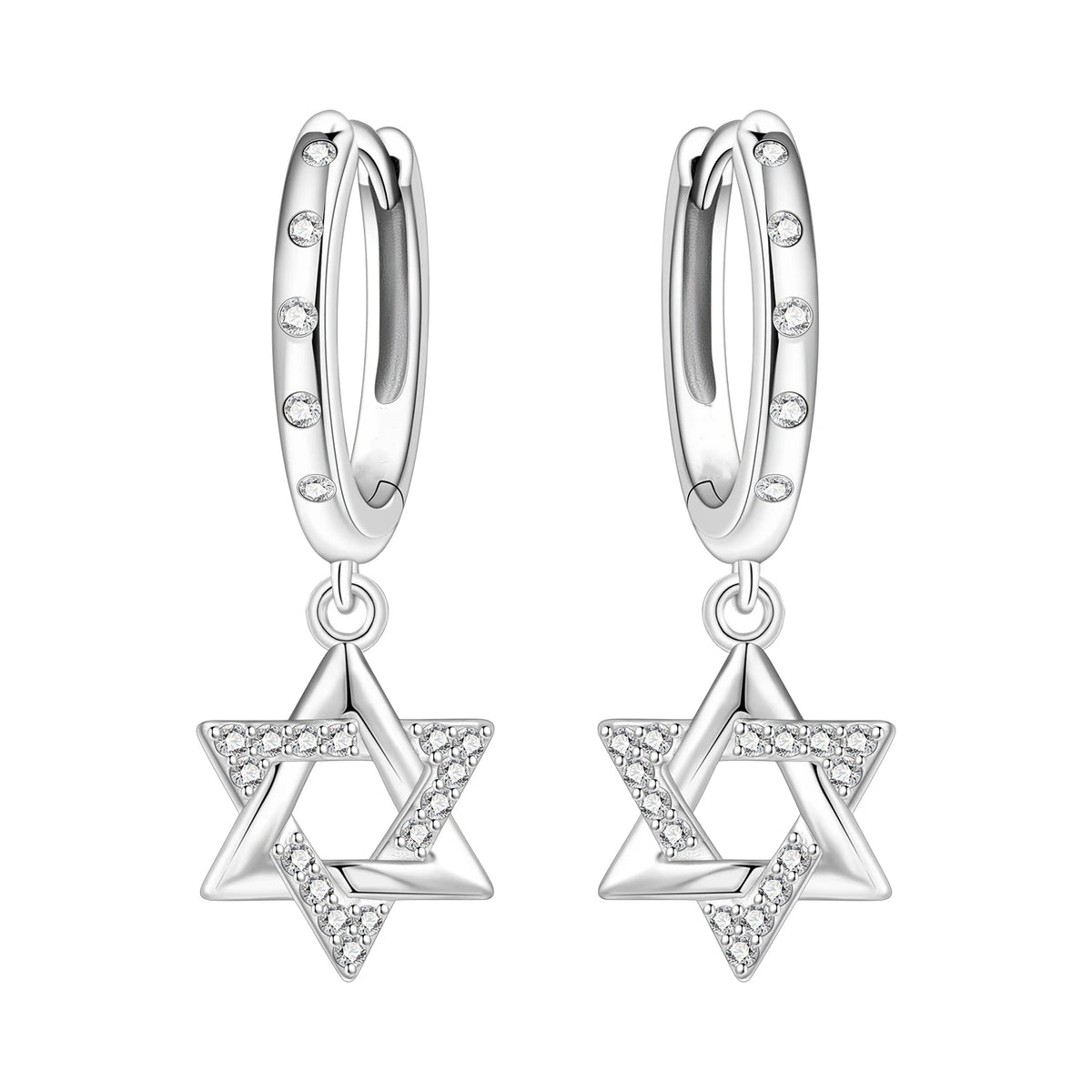 S&S Silver Plated Zircon Heart Drop Earrings | 9 Colours