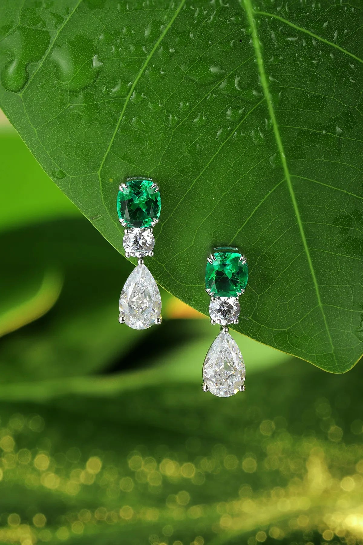 Gemfiori Anster High Quality S925 Lab Grown Emerald Earring Stud Dainty Gemstone Stud Earrings for Women Daily Wear Gift
