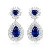 Gemfiori Zhanhao Jewelry Sterling 925 Silver Drop Earrings Rhodium Plated Pear Cut Lab Grown Paraiba Earrings for Women