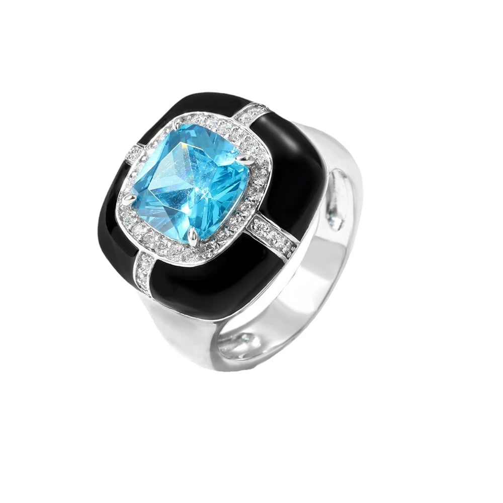 MUSHAN Jewelry Factory S925 Silver and Enamel Ring Versatile Accessory for Women Exudes High-End and Light Luxury Style