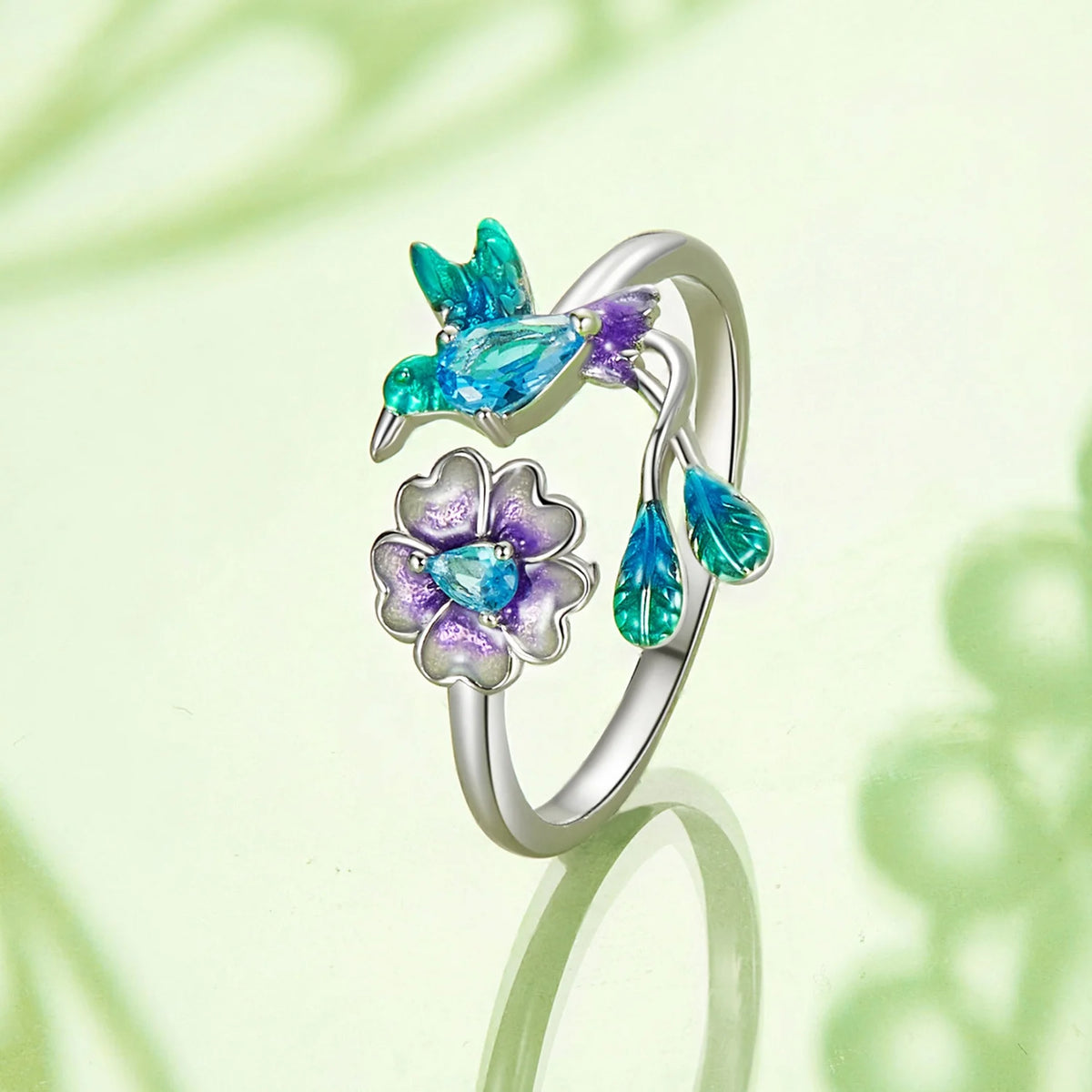 S&S 925 Silver Earring & Ring Set – Butterfly, Dragonfly, Bird & Flower – Platinum Plated – Collection
