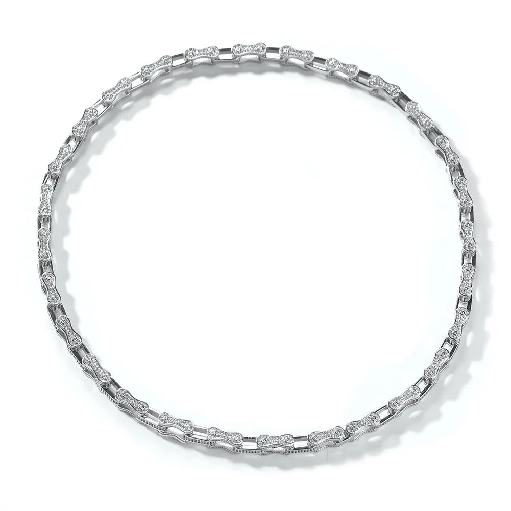REBEL New Design 5mm Bicycle Mechanical Chain Iced Out Cz Fantastic Bike Chain Link Fashion Hiphop Necklace Bracelet