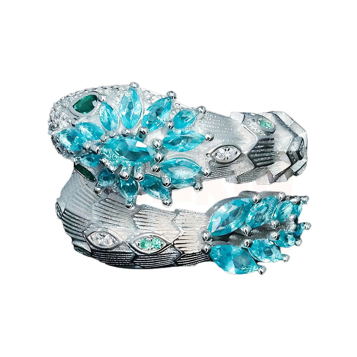 MUSHAN Jewelry Factory Blue Aquamarine Gemstones Snake Rings for Women 925 Sterling Silver Ring S925 Pure Silver Fine Jewelry