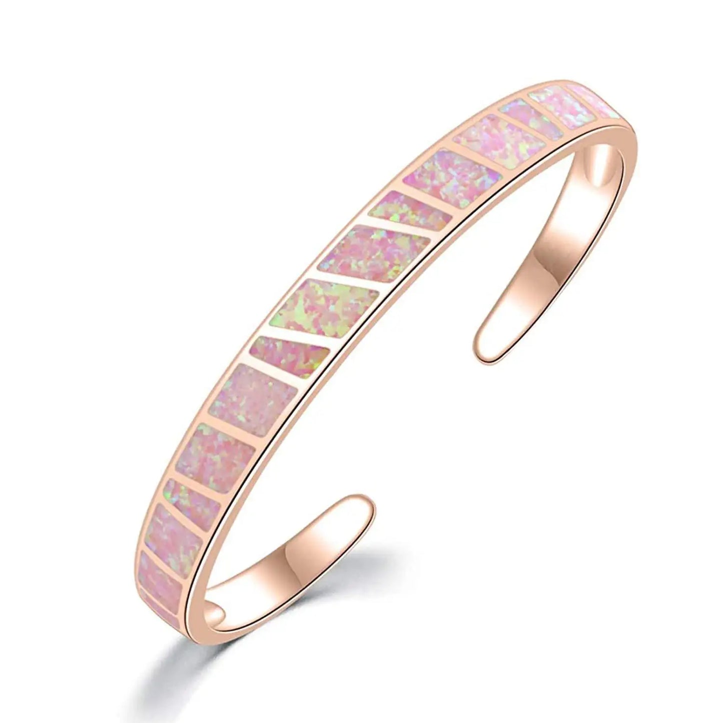 Opal Hawaii Style Blue Square Stripe Silver Plated Women's Cuff Bracelet Handmade Inlaid Opal Jewelry for Anniversary Wholesale