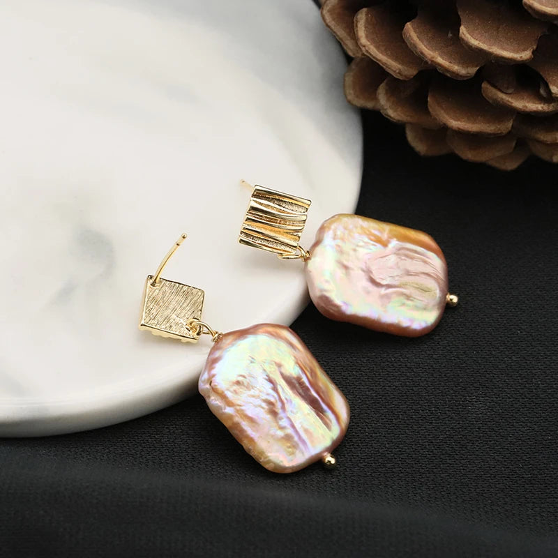 New Jewelry Natural Freshwater Baroque Pearl  Earrings 18K Gold Plated Jewelry Korean Designer Jewelry Earrings Wholesale Bulk