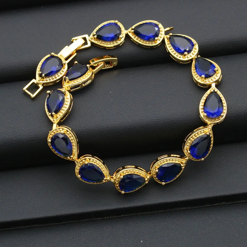 XOTICA Women's Blue Zirconia Jewelry Set-Earrings Pendant Ring Bracelet Chain for Parties Ladies' Wedding Accessories Halloween Gift