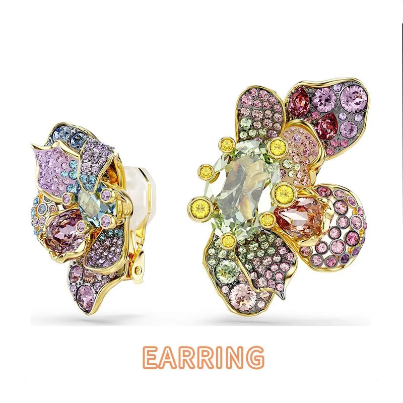 XOTICA Austria Multicolored Series High-Quality Flower-Shaped Crystal Jewelry Set, Jewelry