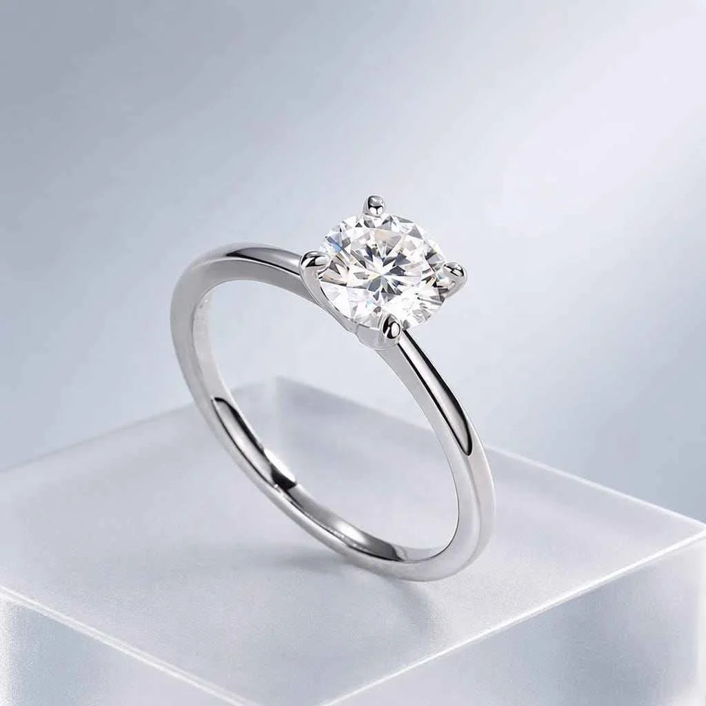 Gioiellieri Classic 4 Prong Round Brilliant Lab Grown Diamond Ring 1CT D VVS1 VVS2 9K 10K 14K 18K Gold Women Fine Fashion Jewelry