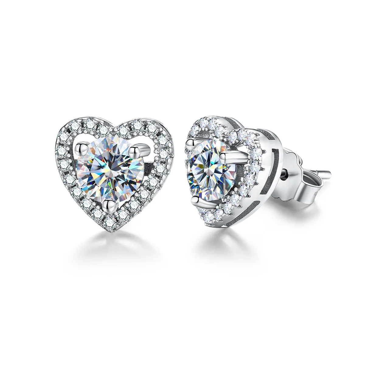 ArtistA Moissanite Jewelry Stud Earrings Classic Heart Vvs2 Moissanite GRA Certificate 925 Earrings Silver Jewelry for Women