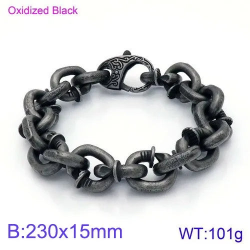 REBEL Unisex Stainless Steel Industrial Style Thick Nail Links Necklace&Bracelet Jewelry Set