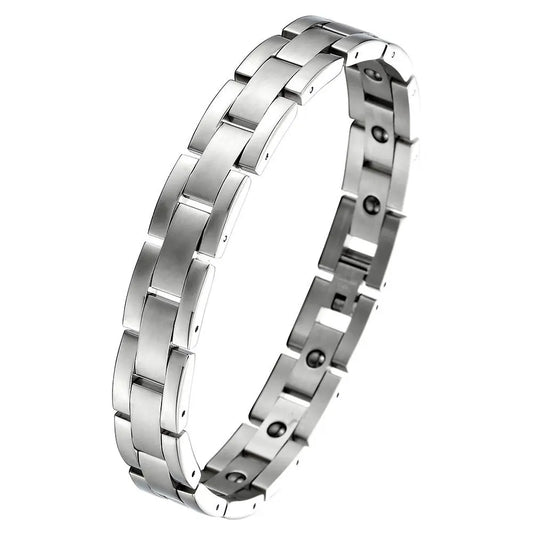 REBEL Classic Titanium Germanium Steel Women's Men's Magnetic Fashion Jewelry Bracelet