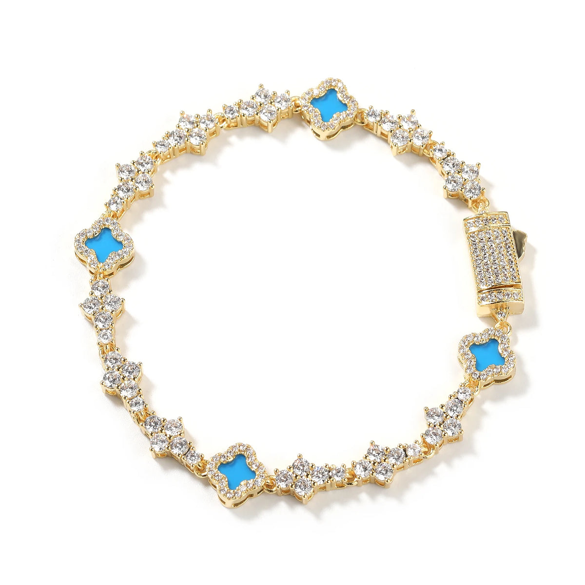 New Arrival Jewelry Iced Out Cross Chain Bracelet Four Leaf Clover Shell Pearl Bracelets for Anniversary Gift Party Jewelry