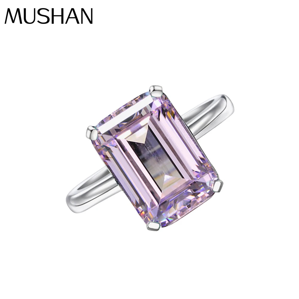 MUSHAN Jewelry Factory Simple and Elegant Rectangular 10*14 Luxurious High Carbon Diamond 7 Carat Ring Factory Direct Supply