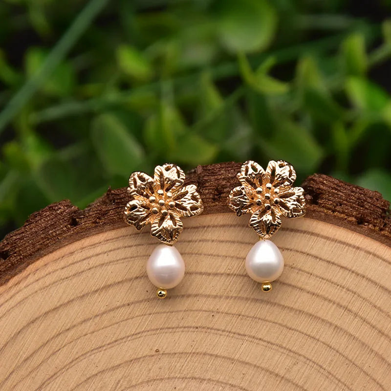 New Jewelry Yiwu Wholesale Gold Plated Natural Pearl Earings Jewelry Women Korean Wholesale Bulk 18K Gold Plated Jewelry