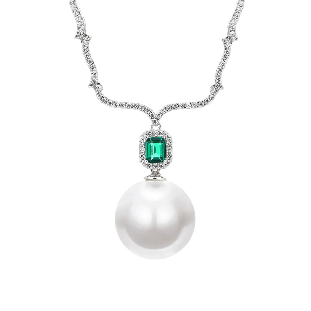 MUSHAN Jewelry Factory Pearl Necklace Jewelry Emerald Cross Border Accessories S925 Sterling Silver Simple and Elegant Jewelry