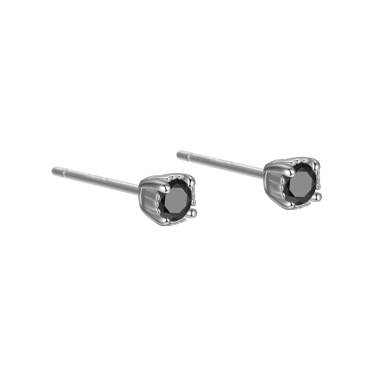 Trendy 925 Sterling Silver Stud Earring Bezel Claw Round White/Red/Blue/Black Colorful 5A CZ Earrings Gift for Women Mom