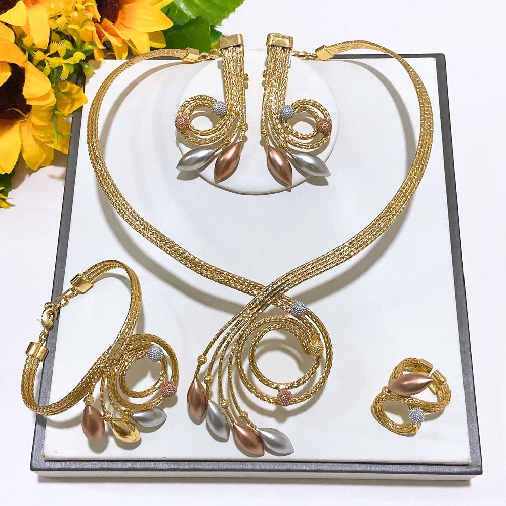 Italian Jewelry Set Alloy Brazilian Jewelry Sets Wedding Party Pendant Necklace Bracelet Ring Earrings Jewelry Set  HS2603525