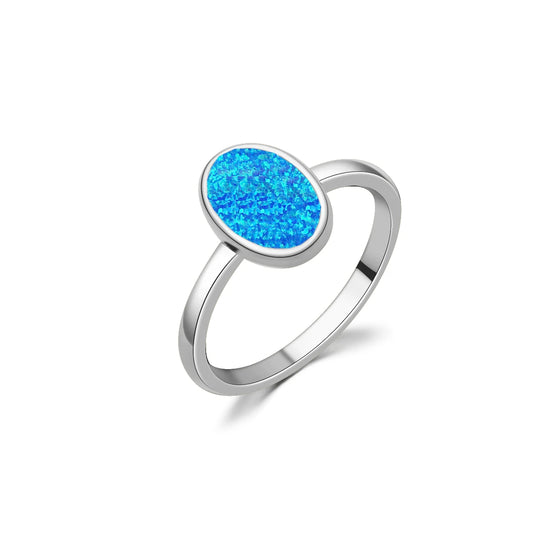 Flower-Shaped Ellipse Ring | Iridescent Gem Inlay Band | Modern Silver/Gold Plated Women's Trendy Fashion Jewelry