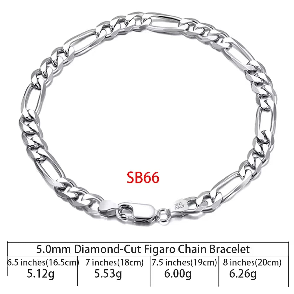 SB RINNTIN Fashion Jewelry Wholesale Men Cuban Link Chain Bracelet Custom Pulsera Hip Hop 925 Sterling Silver Chain Bracelet