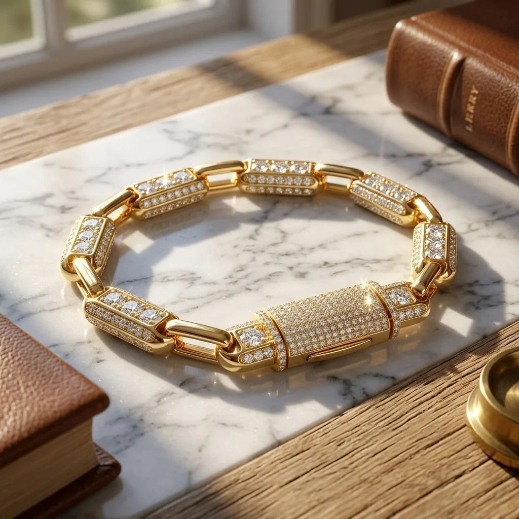 ArtistA Hip Hop Butterfly Buddhism Moissanite S925 Silver Bracelet 18K Gold Plated Heavy Iced Out for Men & Women Streetwear