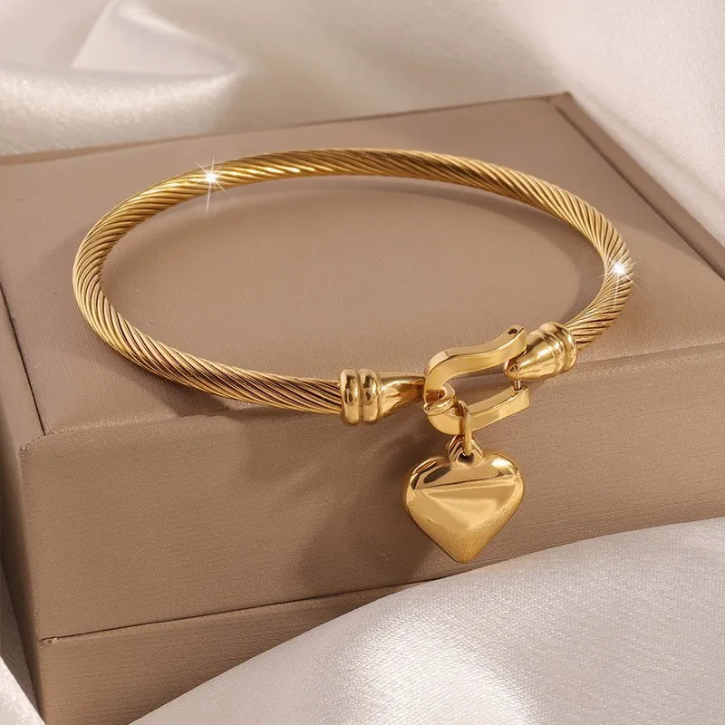 REBEL Stainless Inoxydable Stainless Steel 18K Gold Plated Roman Women Fashion Jewelry Bracelets Bangles