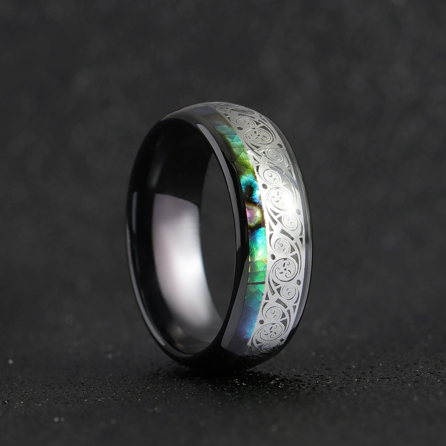 Fashion Classic Men's 8mm Tungsten Engagement Ring Black Plated Band Wholesale Jewelry