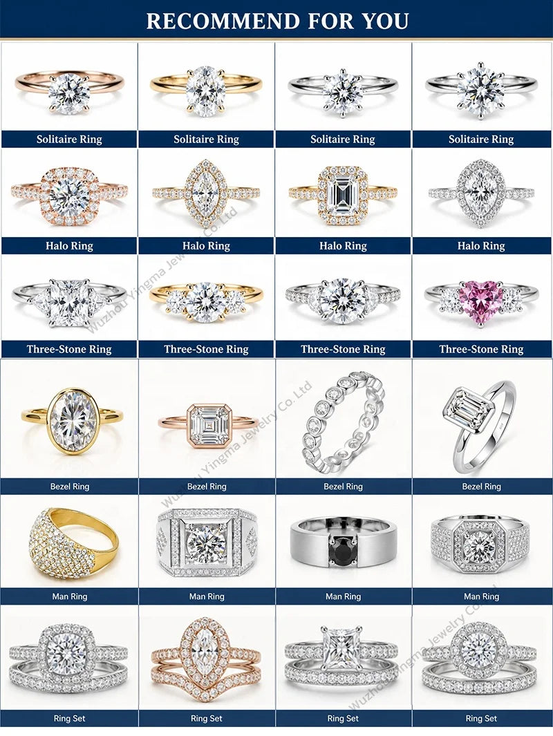 Gemfiori Elegant Lab Grown Diamond Ring 1Carat D VVS1 Half Pavé Band 9K/10K/14K/18K/PT950 Real Gold Women Premium Fine Jewelry