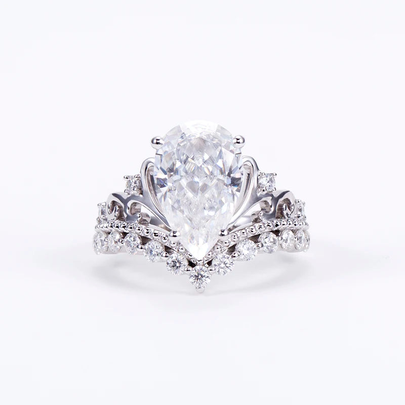 Gemfiori MSR-1518 Custom Ring Jewelry IGI Certification 4ct E VVS2 Engagement Ring PT950 Pear Cut Lab Grown Diamond Ring