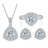 ArtistA Custom 925 Sterling Silver Moissanite Ring Earring and Pendant Necklace Set Matching Bridal Mothers Day Jewelry Set for Women