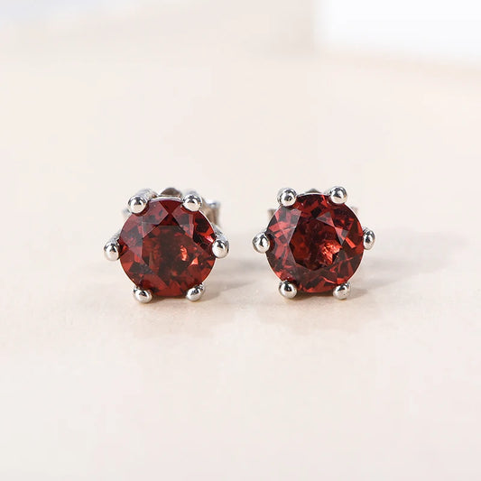 Gioiellieri Elegant Natural Garnet Stud Earrings, Gift Box Packed, Perfect Women's Day/Christmas Gift