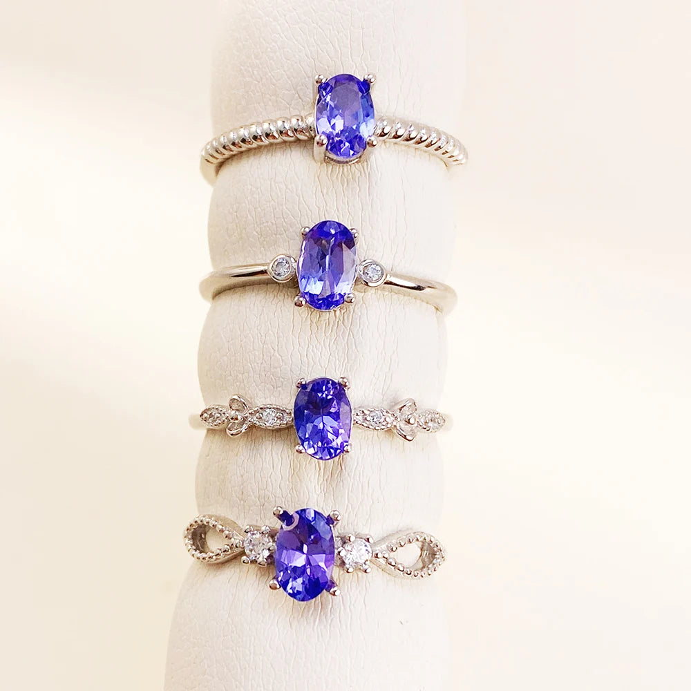 Gioiellieri Fashion Jewelry Rings Natural Tanzanite Classic Gold Plated for Women Low Price 925 Silver Comfortable Fit